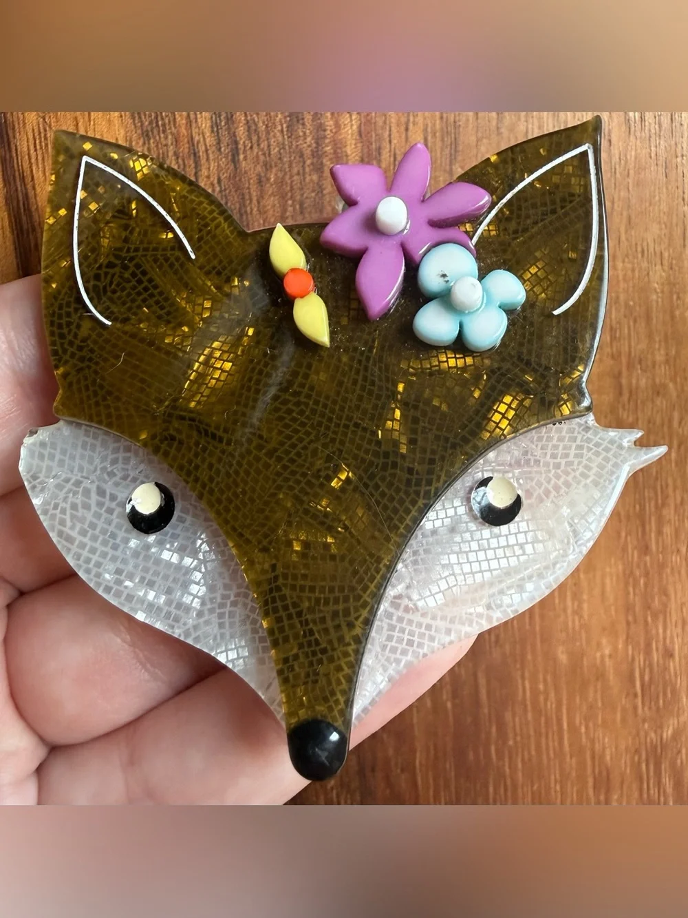READ Rare Erstwilder Flora Fox Face Brooch 2015 Carmen Hui Release