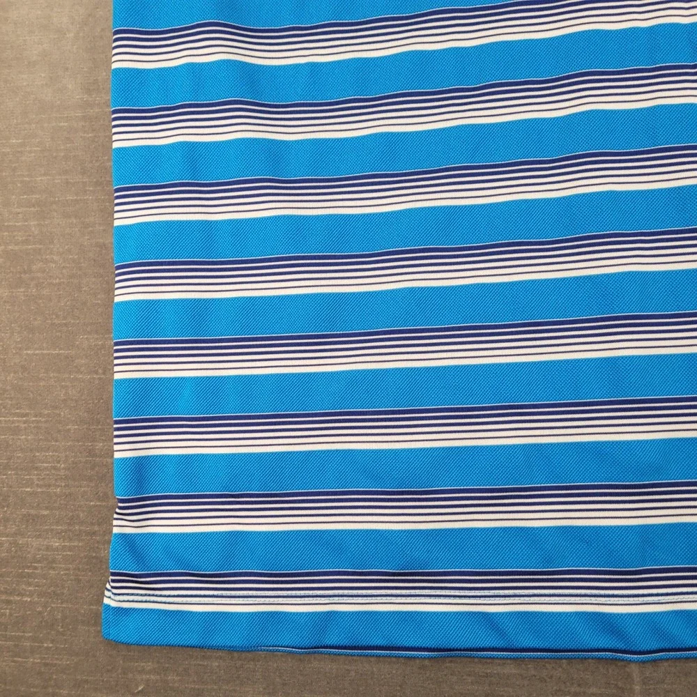 Nike Dri-FIT Golf Polo Shirt Mens‎ Large Blue Striped Short Sleeve Athletic
