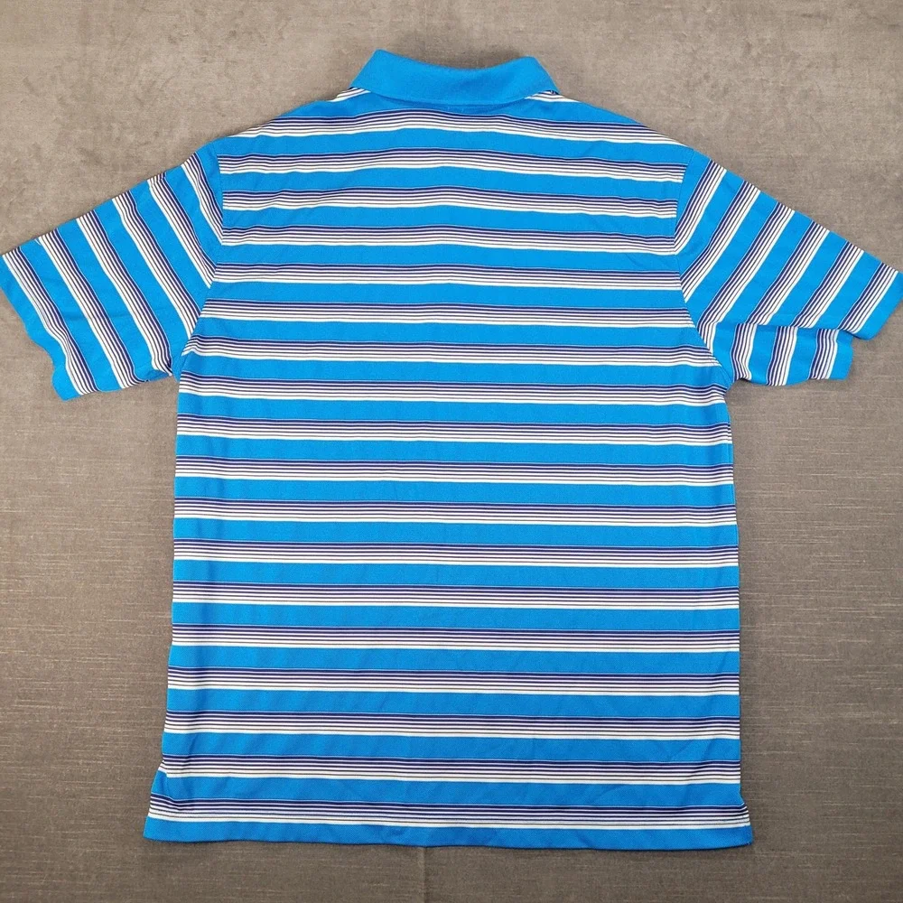 Nike Dri-FIT Golf Polo Shirt Mens‎ Large Blue Striped Short Sleeve Athletic