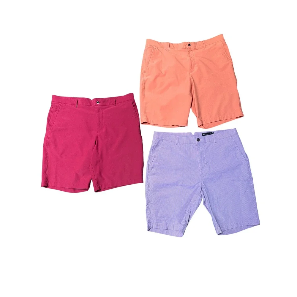 Lot 3 Dunning Mens Golf Shorts Performance Stretch Pink Orange Purple Size 38