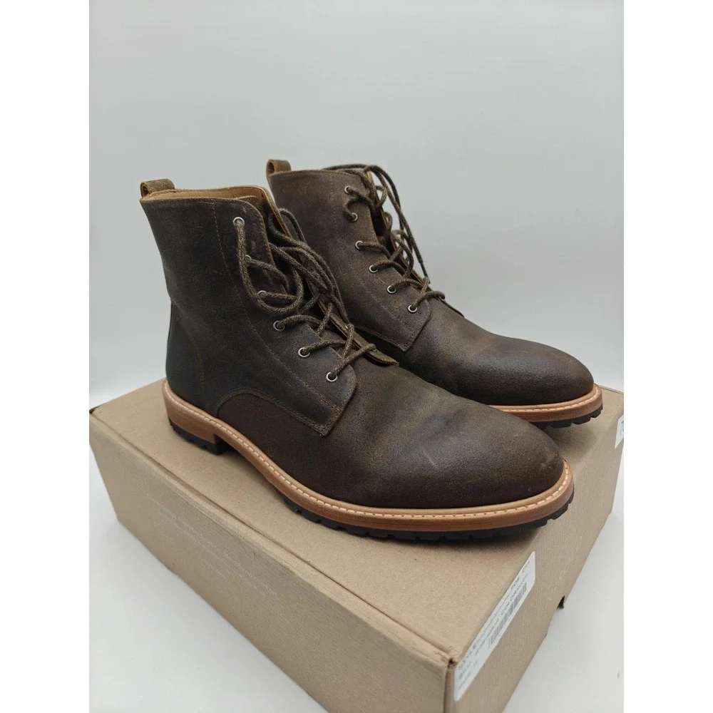Nisolo Martin All-Weather Boots Mens Size 11 Brown‎ Leather Waxed Combat