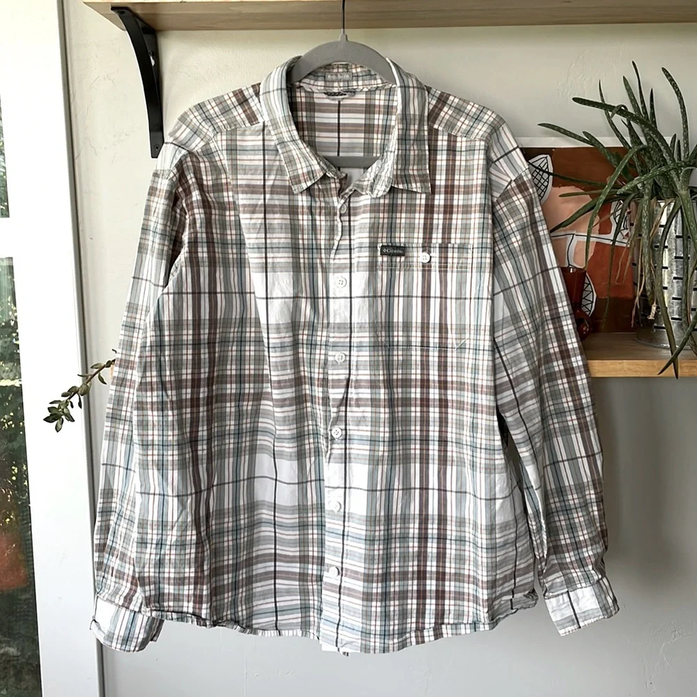Columbia Men’s Plaid Button Down Shirt Sz Large