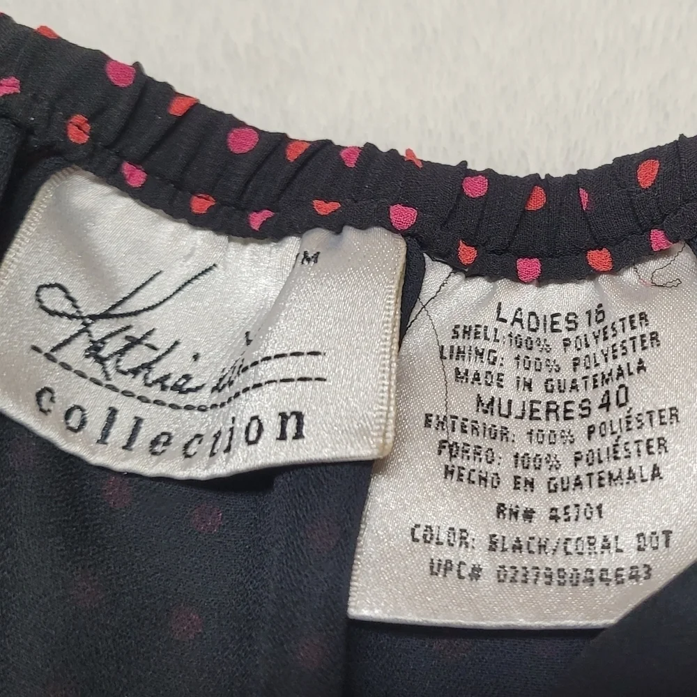 Vintage Kathie Lee Pink Orange Polka-dot Chiffon Ruffle Hem Bubble Skirt 16
