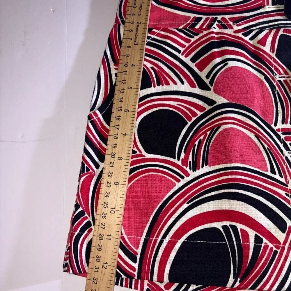 NEW W/ TAGS Tibi Red Pink Black Button Front Skirt Size 2