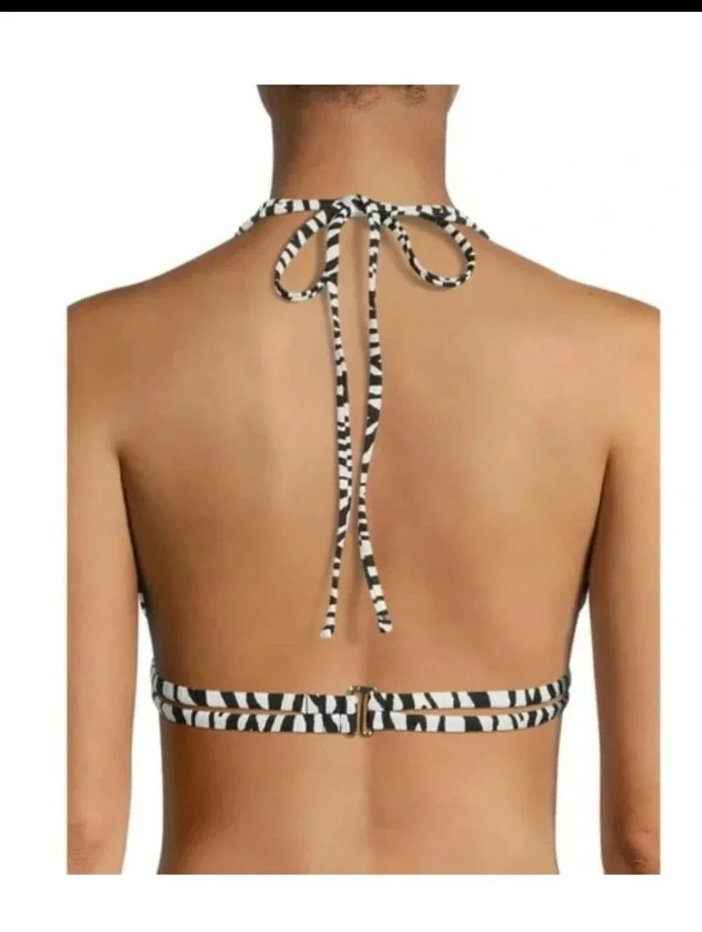 NWT Zebra Print Triangle Bikini Top andHigh Waist Bikini Bottoms - Black & White