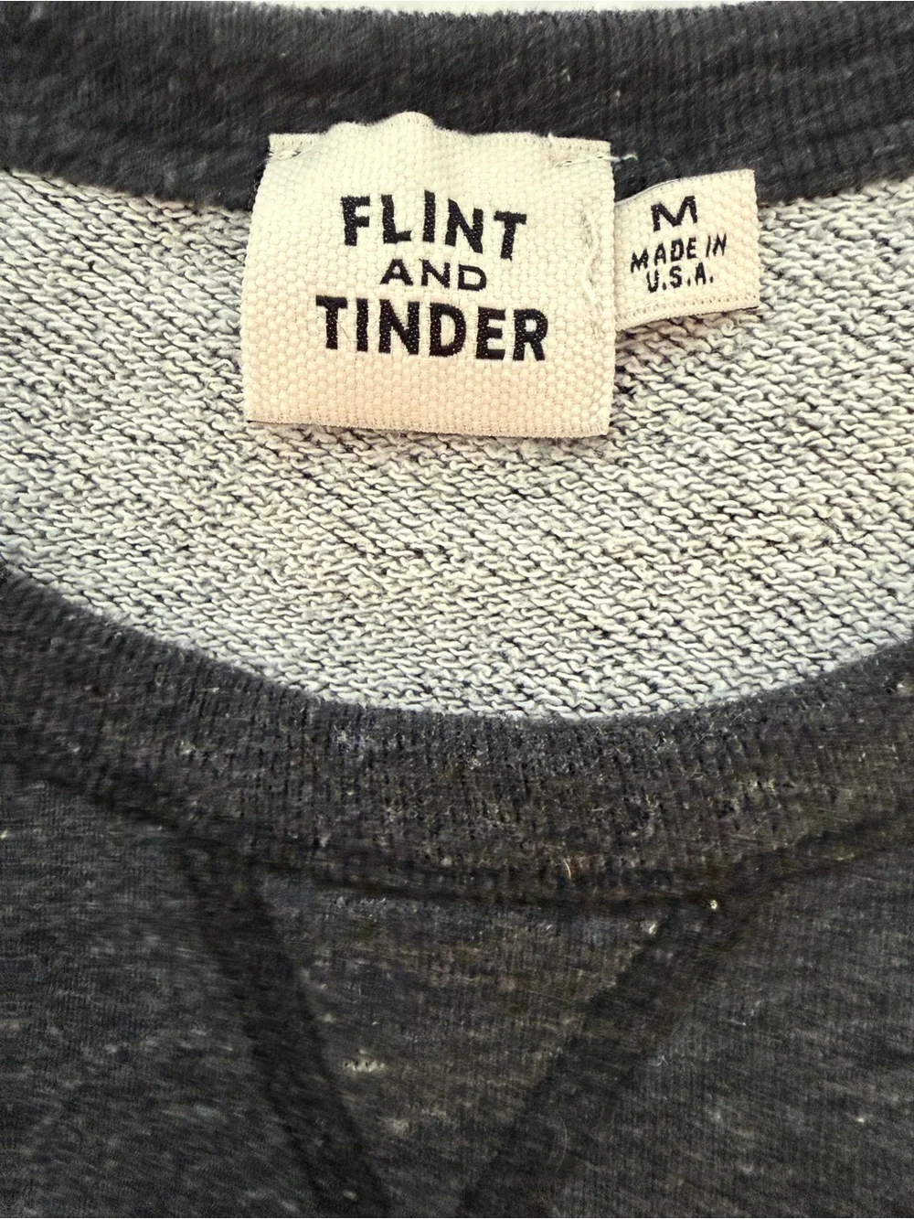 Flint and Tinder Huckberry Men's Charcoal Grey Crewneck Sweatshirt M Made in USA