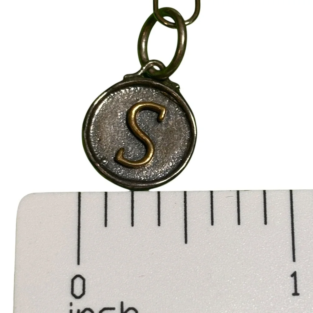 Waxing Poetic Insignia Initial S Charm Pendant Sterling Silver 925 Brass Round