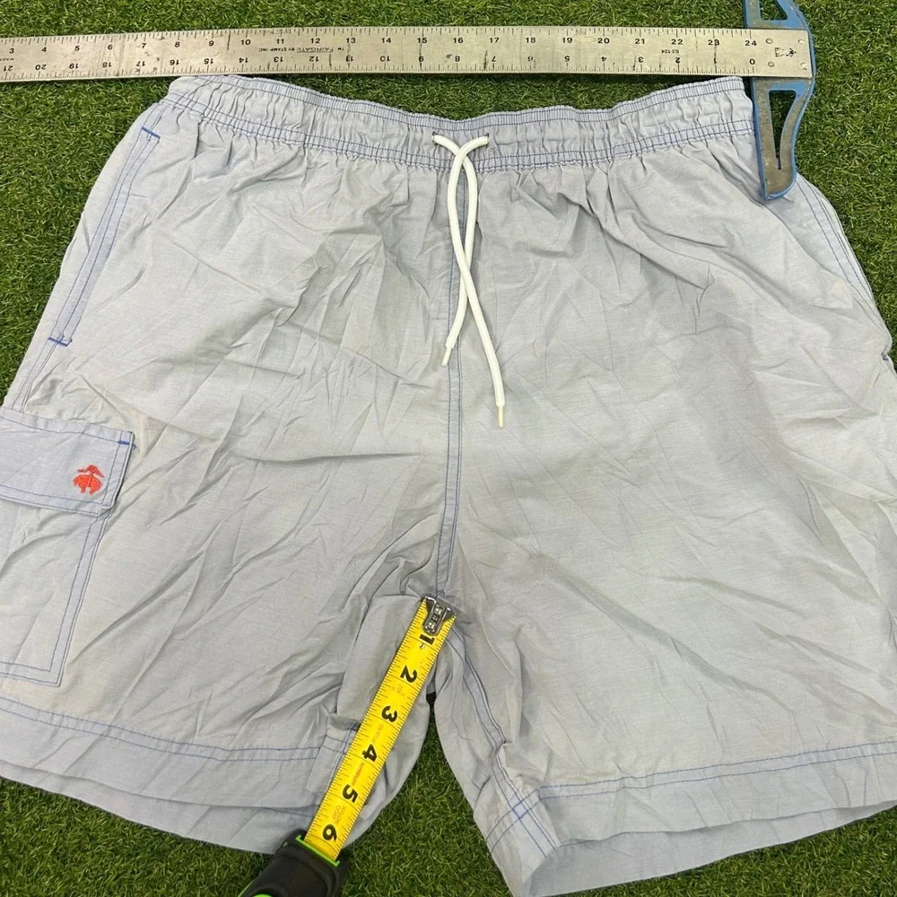 Brooks Brothers 346 Mens Blue Swim Trunks Cargo Pocket Mesh Lined Shorts Large