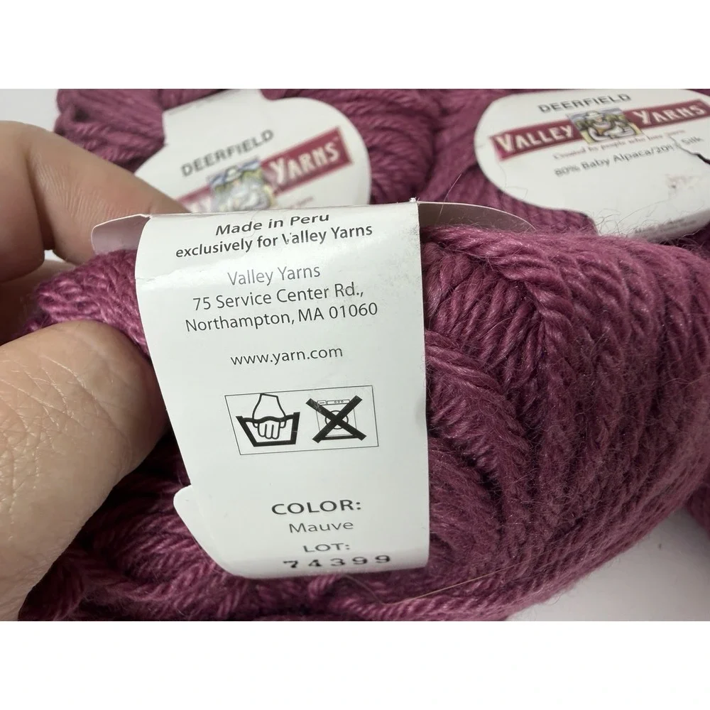 Valley Yarns Baby Alpaca Silk 50g/109yd Deerfield Mauve‎ Lot Of 4