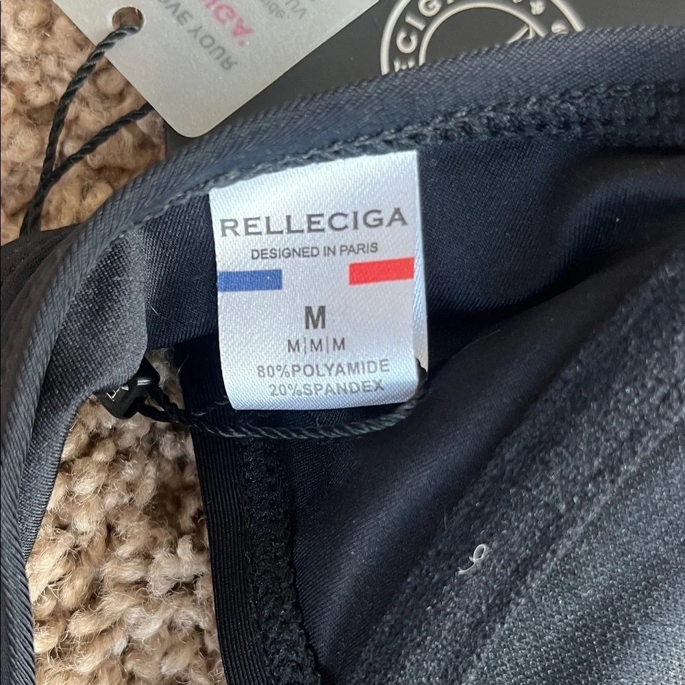NWT RELLECIGA Black Bow Push Up Bikini Top Size M