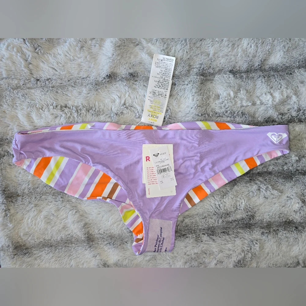 NWT Roxy X KateSurf Kind Kate. Cheeky Bottom-Bright White Aloha‎ Stripe