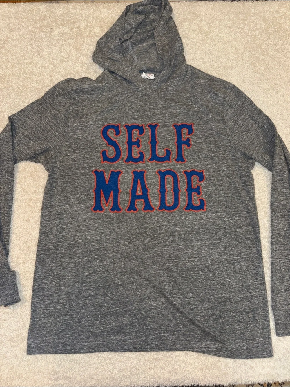 University of Kansas Gray lightweightHoodie with 'SELF MADE'