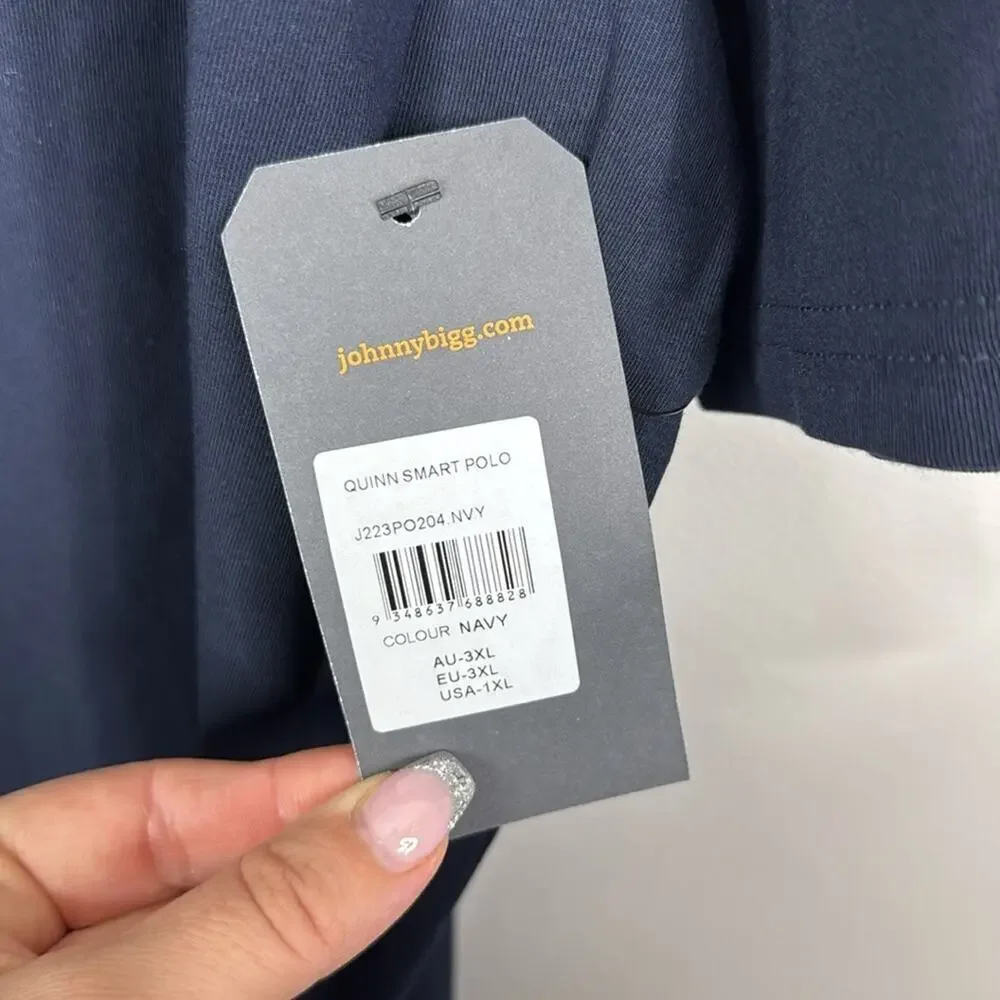 Johnny Bigg Quinn Navy Blue Smart Polo Shirt Big & Tall Size 1XL NWT