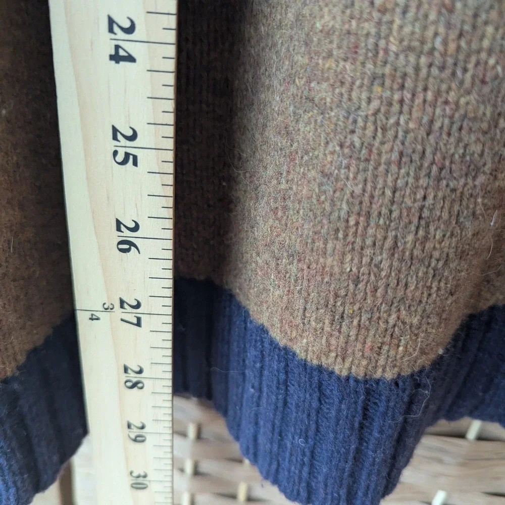 Club Room Lambswool Blend Striped Crew Neck Sweater Navy Blue Brown Mens‎ Sz XL