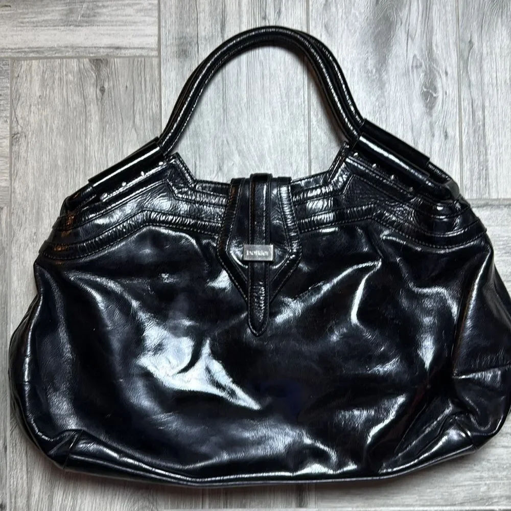 Botkier Ladies Black Double Handle Glossy Hobo Handbag