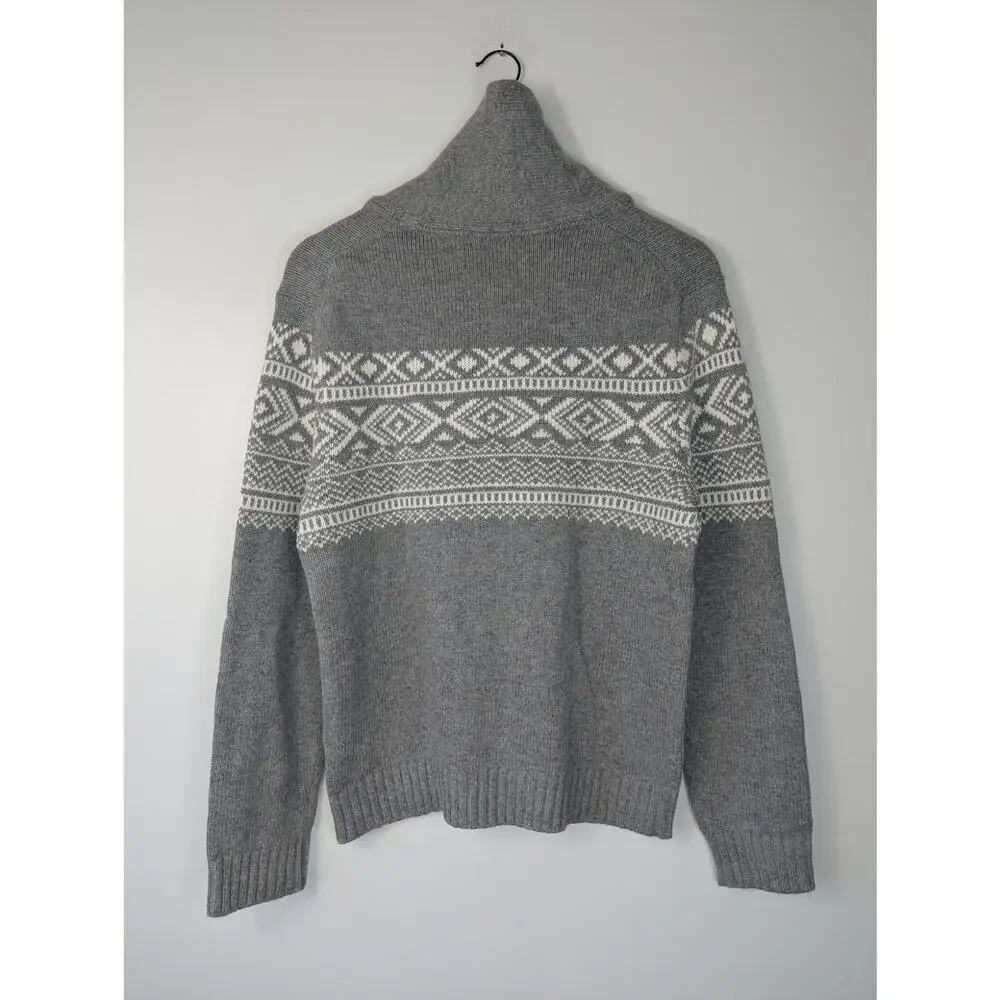 Banana Republic Men's Cotton Wool Blend Fair Isle Shawl Collar Sweater