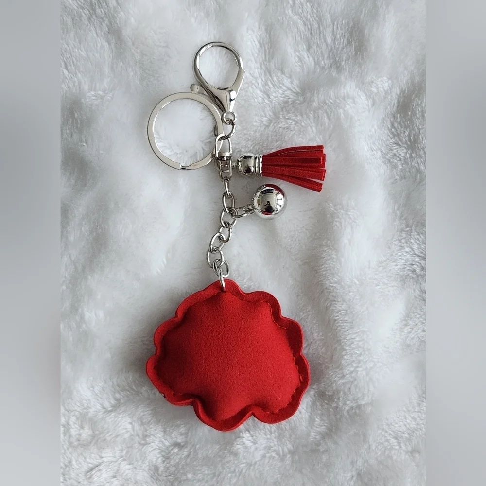 Red Rose Keychain with Tassel Bag Charm