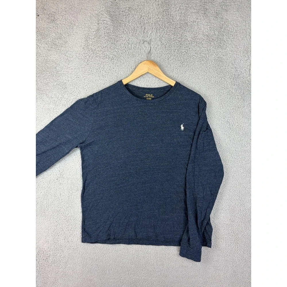 Polo Ralph Lauren Shirt Mens Medium Blue Long Sleeve Crewneck Custom Slim Fit