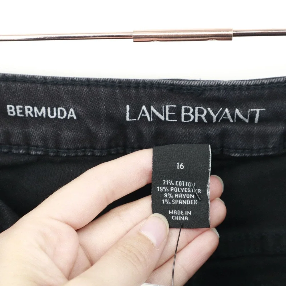 Lane Bryant Bermuda Denim Shorts Women 16 Black Streetwear Edgy Rugged Urban NWT