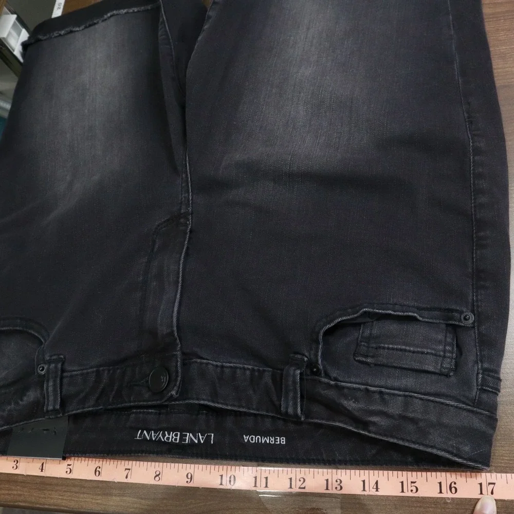 Lane Bryant Bermuda Denim Shorts Women 16 Black Streetwear Edgy Rugged Urban NWT