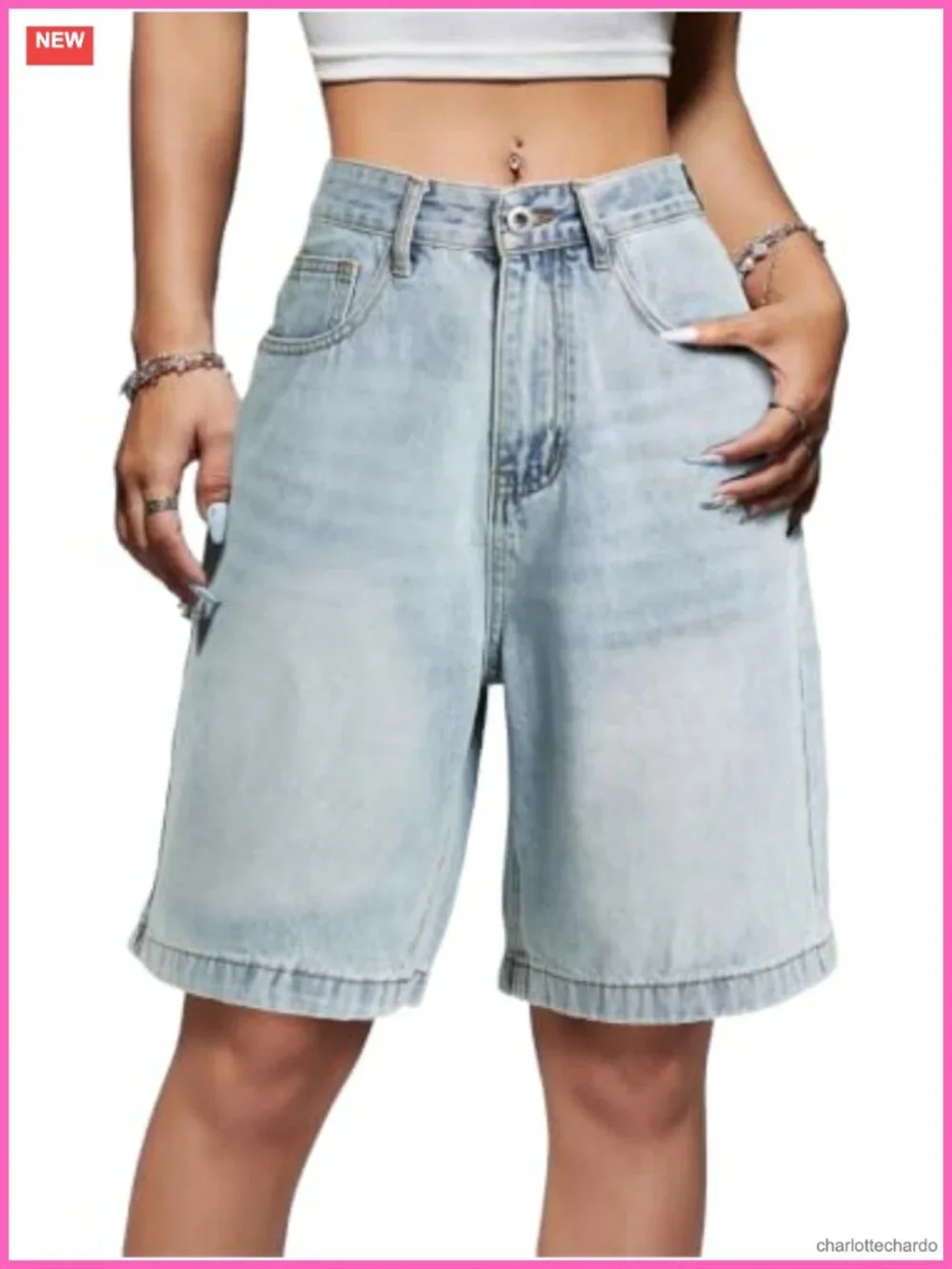 Baggy High Waisted Denim Jorts Bermuda Shorts Streetwear