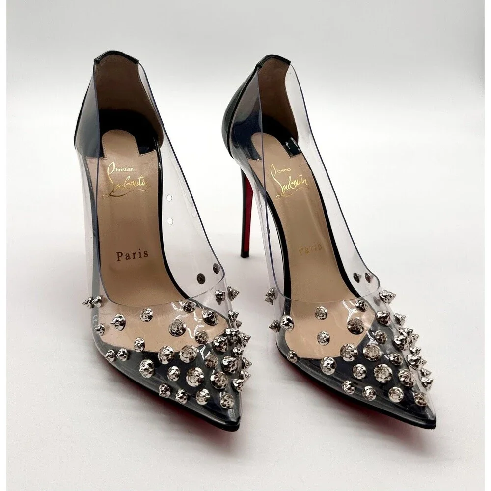 Christian Louboutin Patent PVC Collaclou 100 Pump Black High Heels EU38.5 US8.5