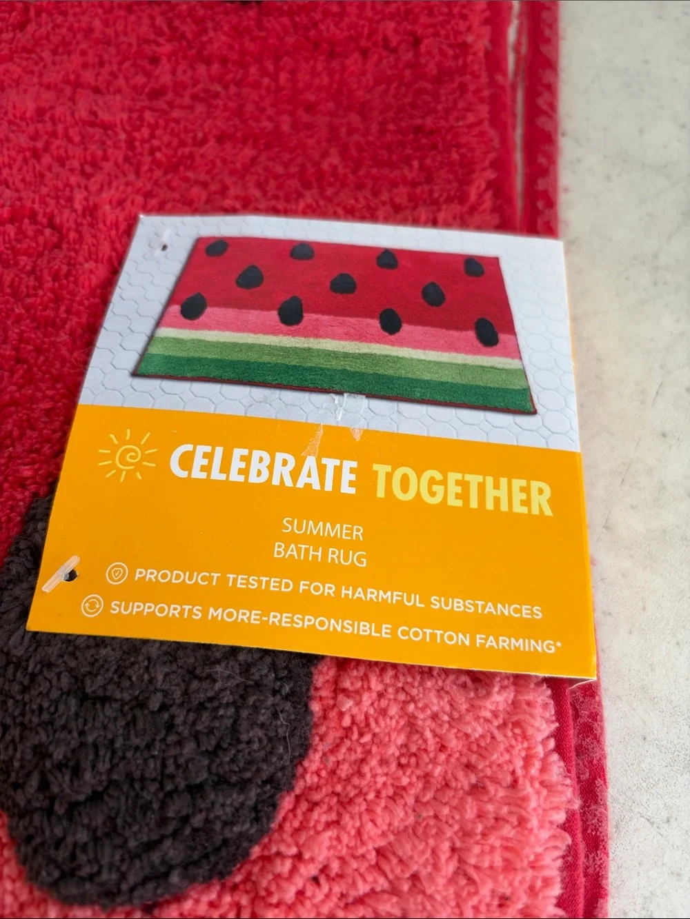 Watermelon Stripe Bath Mat - Red & Green