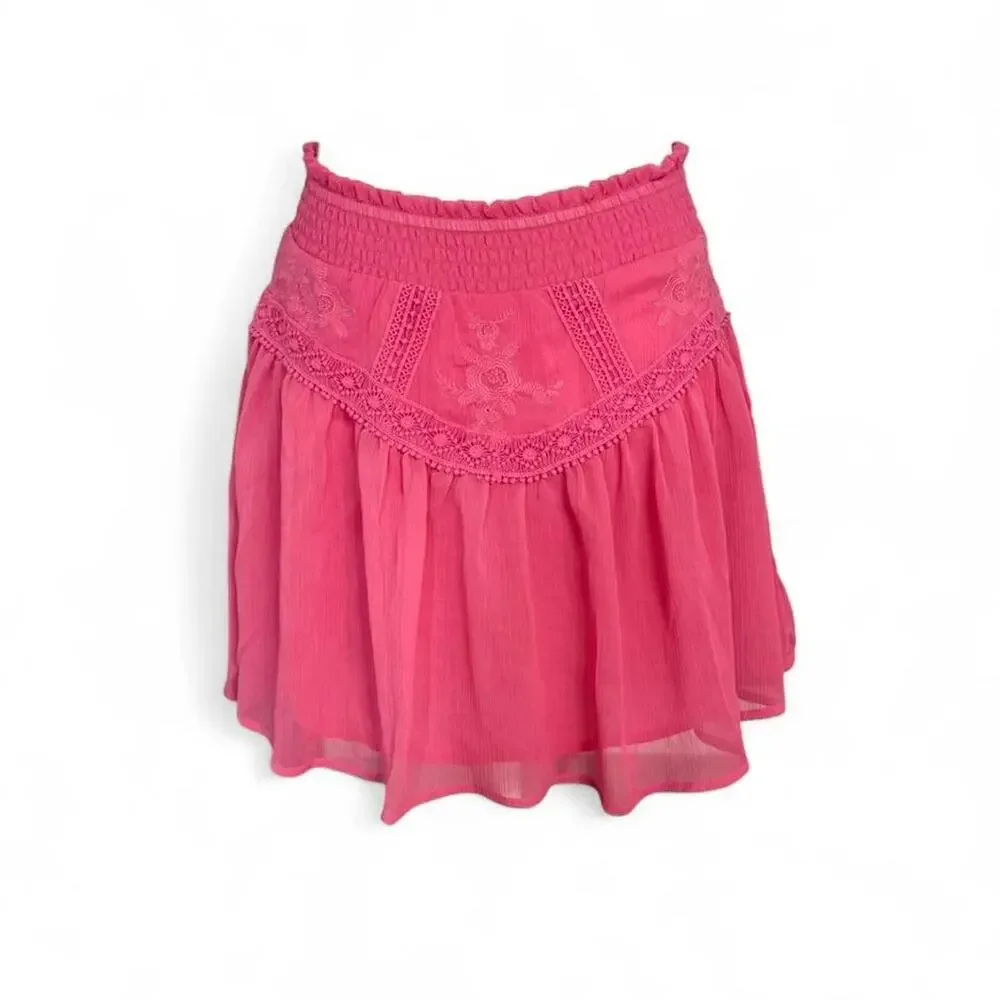 Miami Pink Flowly Layered Mini Skirt Women's size small Summer going out skirt