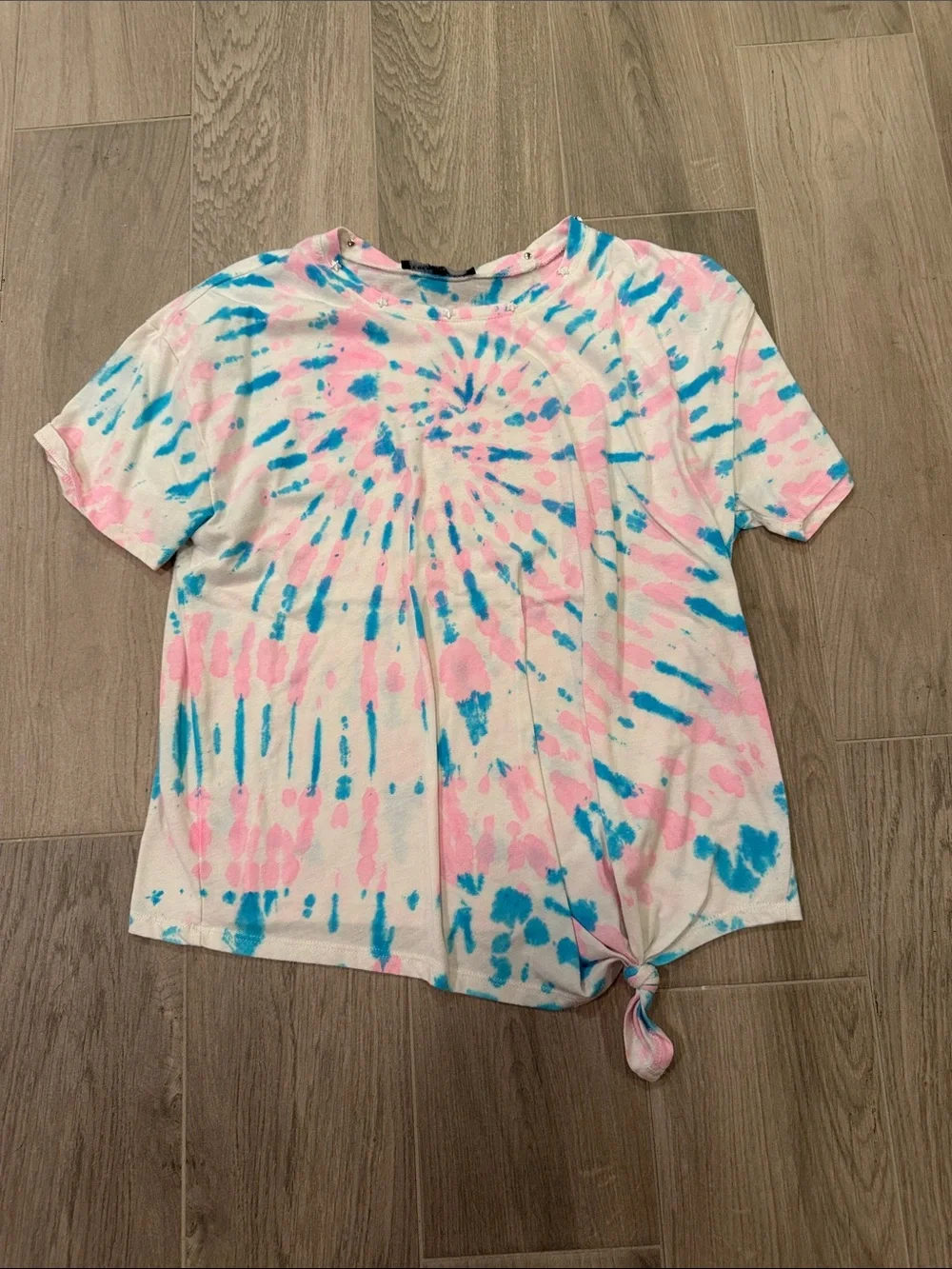 Generation Love Women’s Tie-Dye Short Sleeve Tee in Pink & Blue Size M