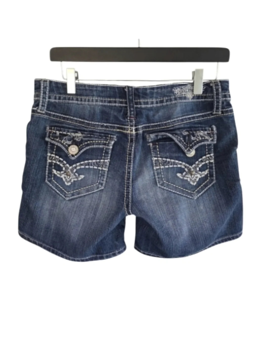 Hydraulic Bailey Low Rise Short 7/8 Dark Blue Jean Shorts with Embroidery