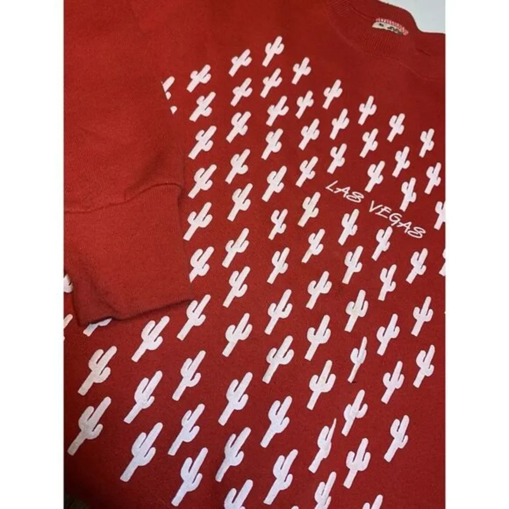 Unisex‎ Adult XL Vintage Las Vegas Red Cactus Pullover Sweater Fruit Of The Loom