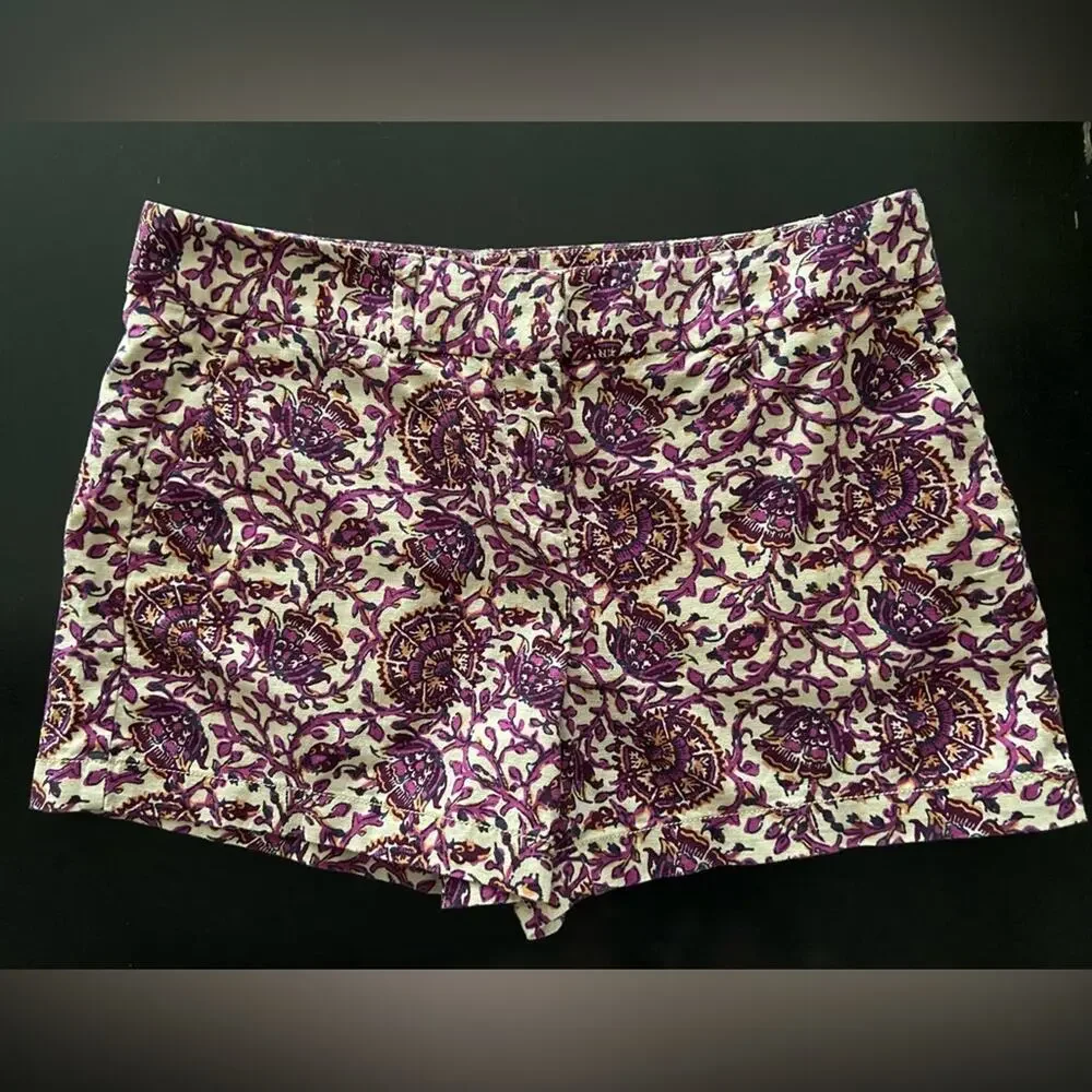 LOFT Purple Floral Linen Chino Shorts sz 4