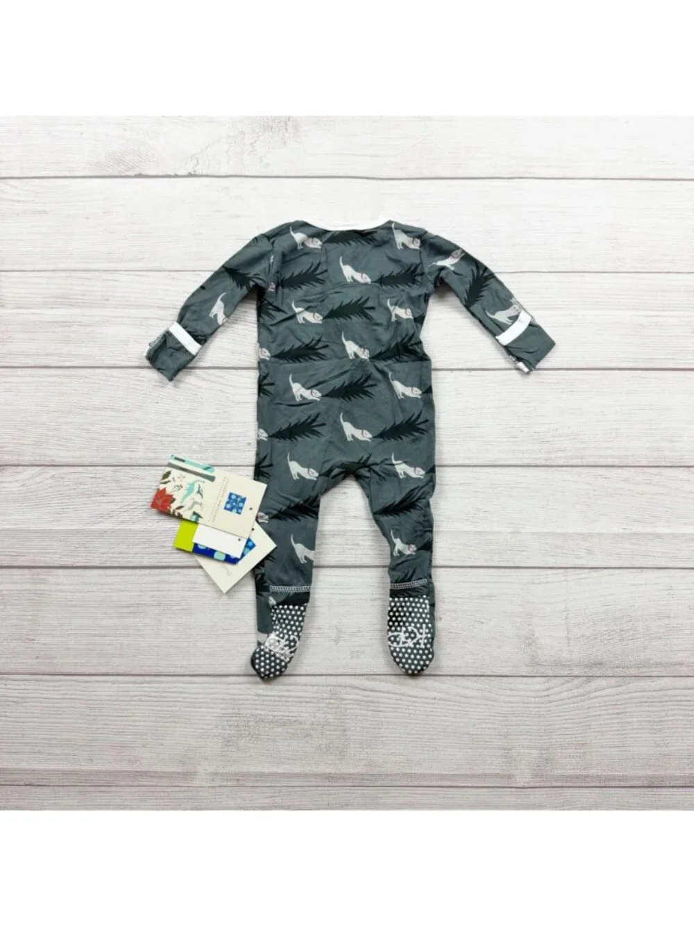 KicKee Pants Baby Footed Pajamas Dog Tree Print Holiday Bamboo NWT 3-6 Months