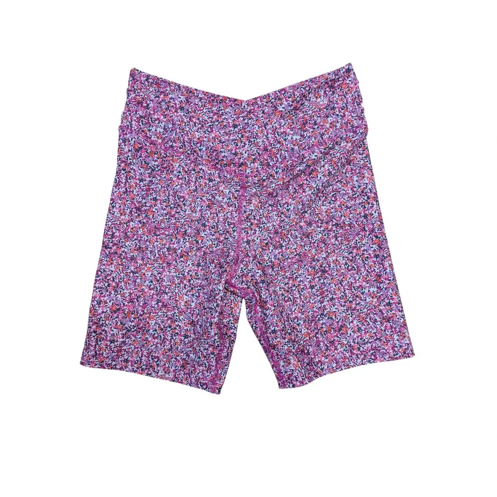 Sage Collective Womens Pink Floral V-Waist High Rise Biker Shorts Size M AG11