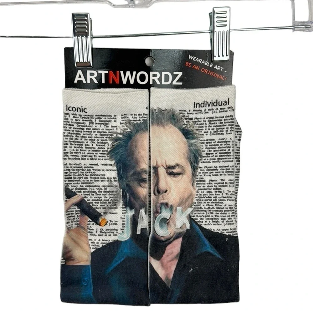 ARTNWORDZ Novelty Socks‎ Jack Nicholson Lightweight Unisex Black Multi NWT