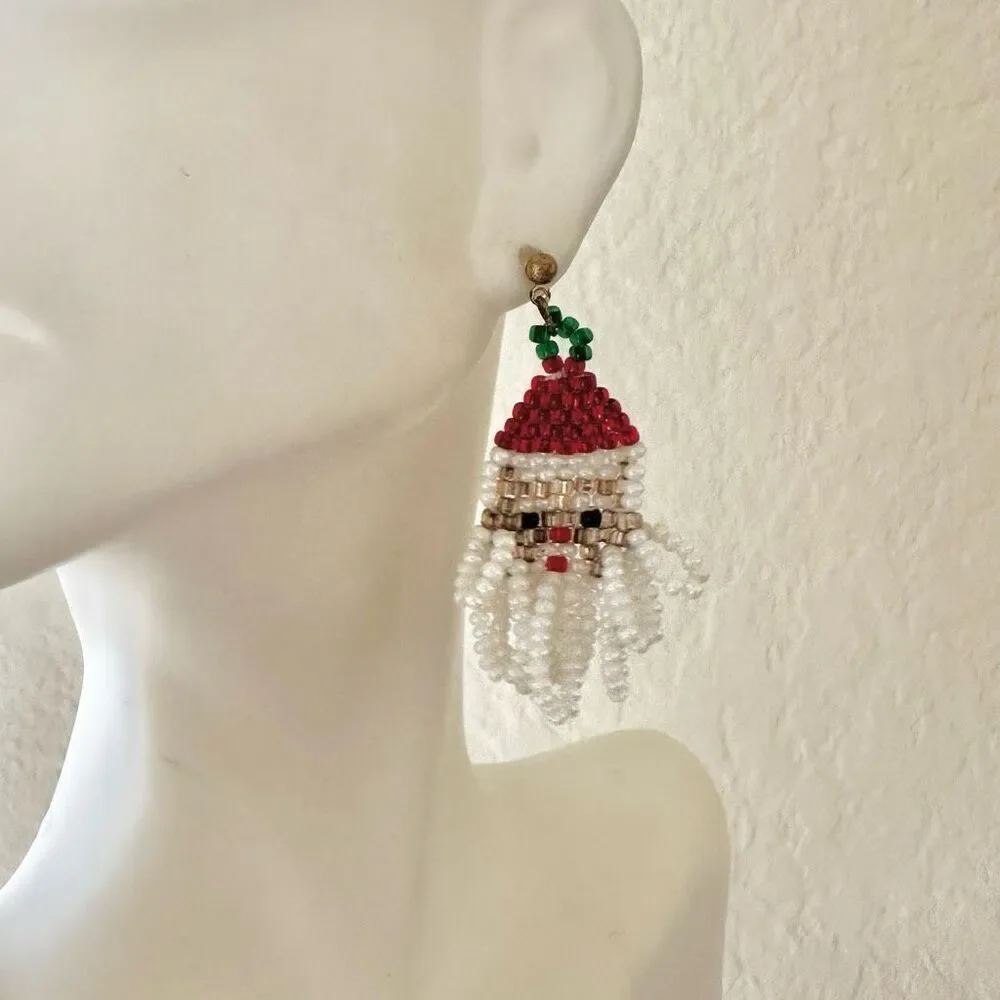 Beaded Santa Claus earrings beaded santa