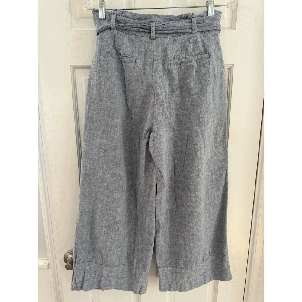 Banana Republic Women's Sz‎ 8 Linen Blend Tie Waist Crop Pants Coastal Chic