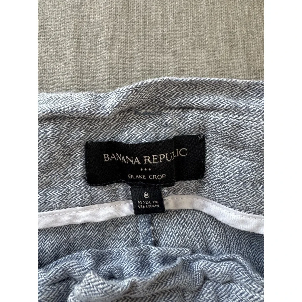 Banana Republic Women's Sz‎ 8 Linen Blend Tie Waist Crop Pants Coastal Chic