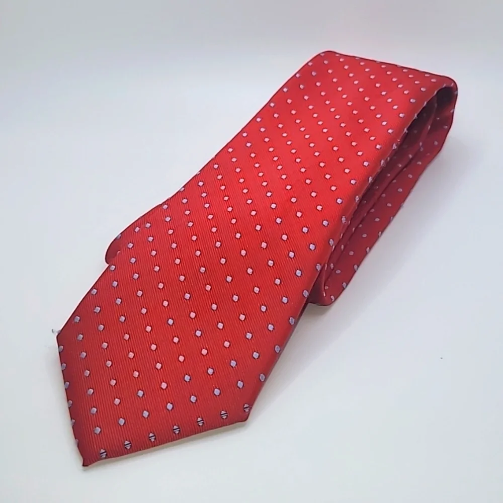 ALEXANDER JULIAN Red Blue Polka Dots Men's Tie