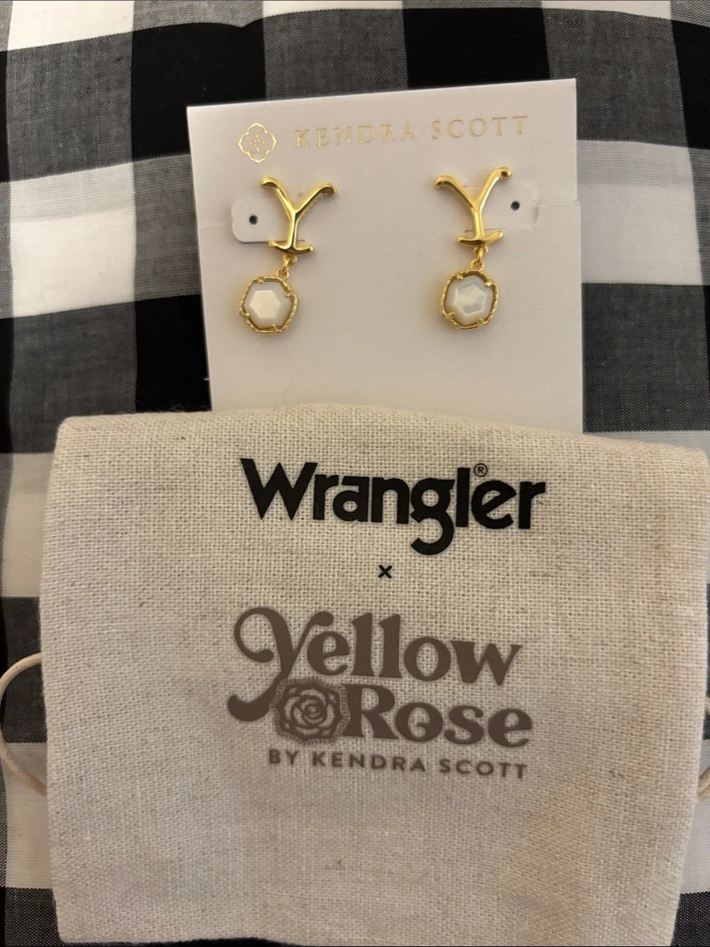 Kendra Scott Gold Drop Earrings with White Stones