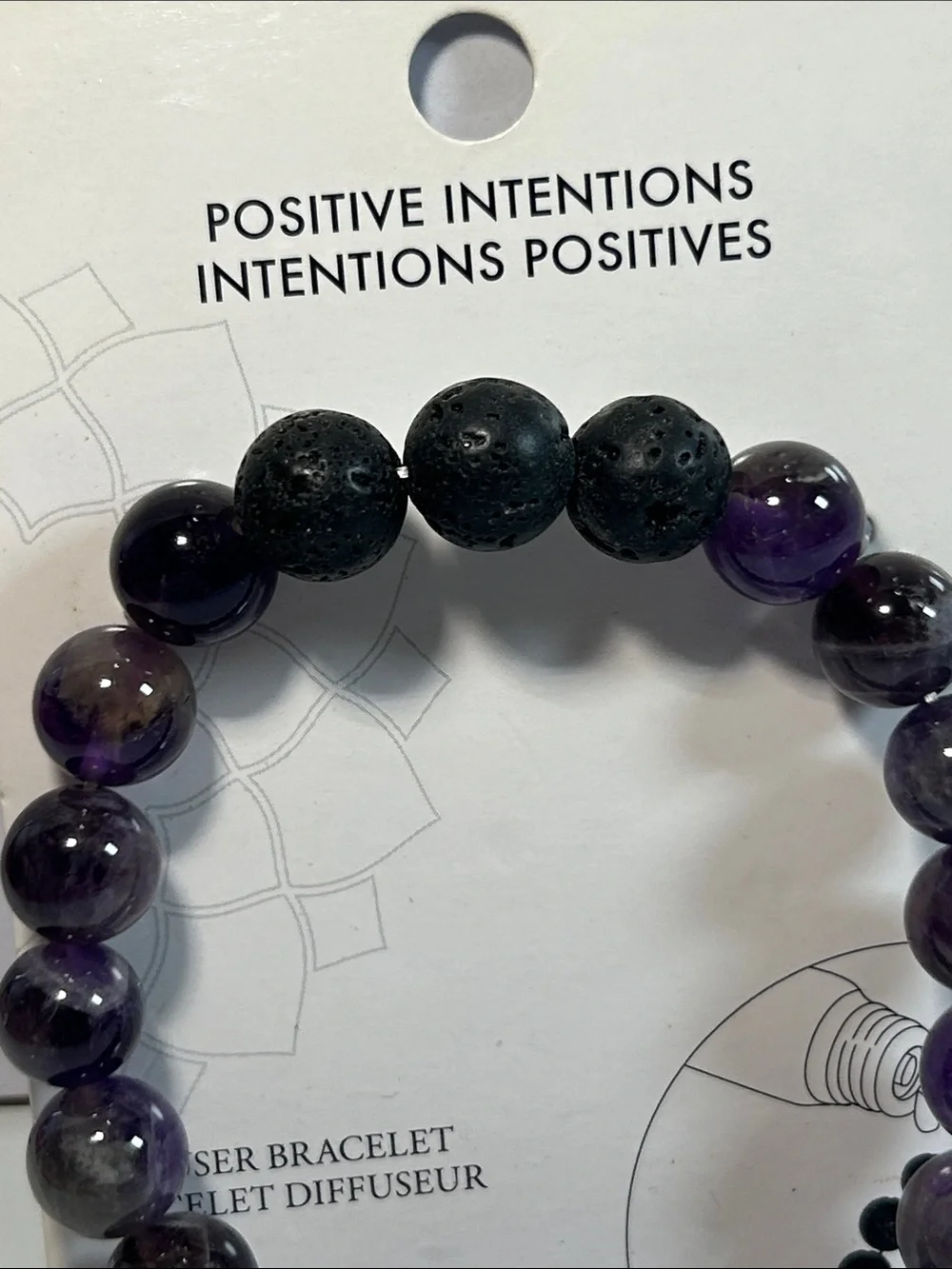NWT Genuine Amethyst Quartz Gemstone Bead Aromatherapy Bracelet