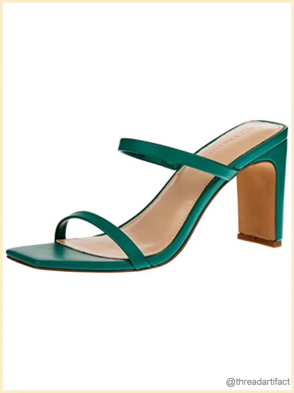 Women's Square Toe Two Strap High Heeled Sandals with Block Heel