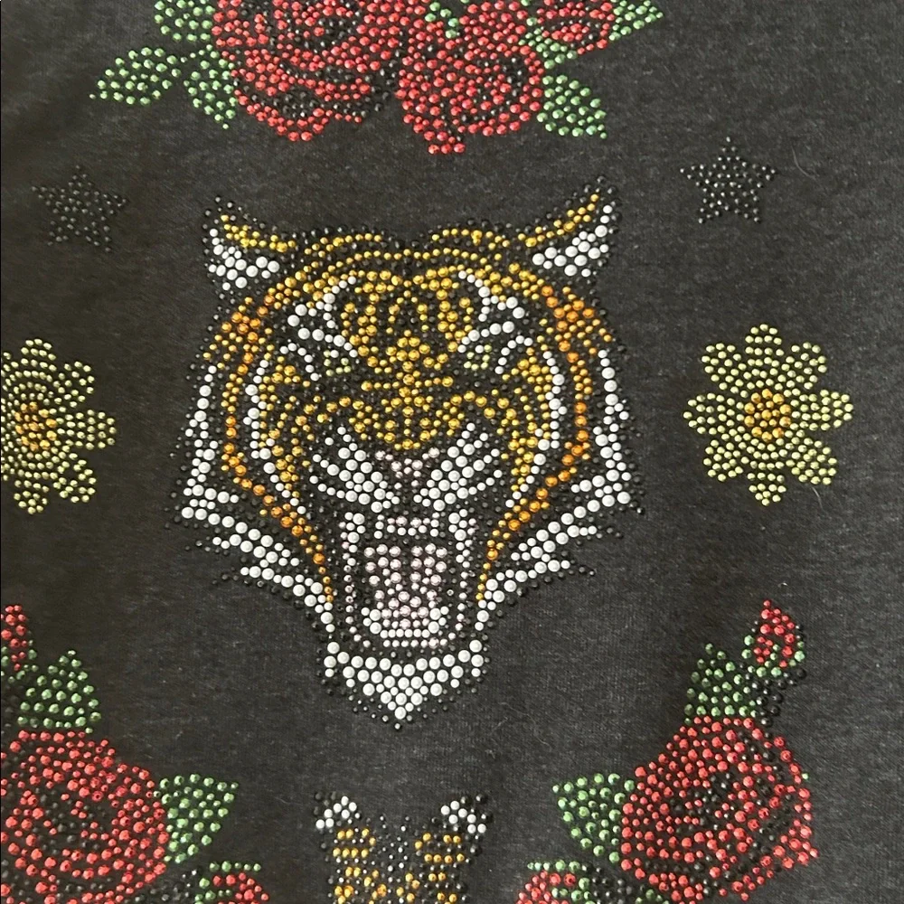 BUTTER ZipUp BLING Hoodie bejeweled Tiger,Rose& FIERCE hood/BUTTER sleeve size 4