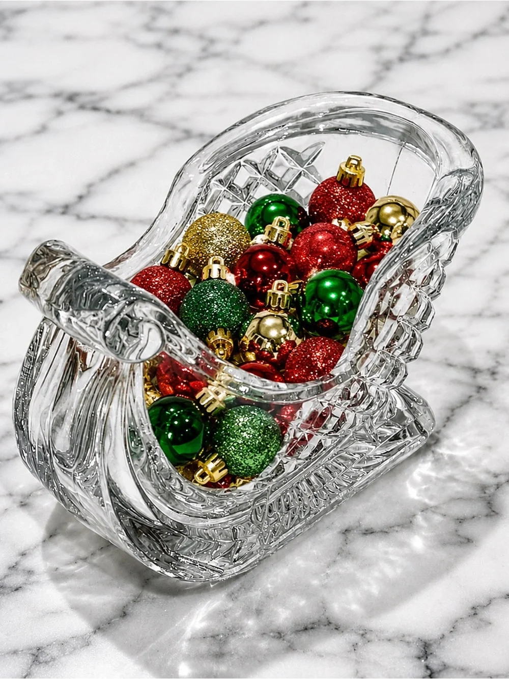 Vintage Crystal Sleigh Candy Dish Centerpiece Holiday Decor | EUC
