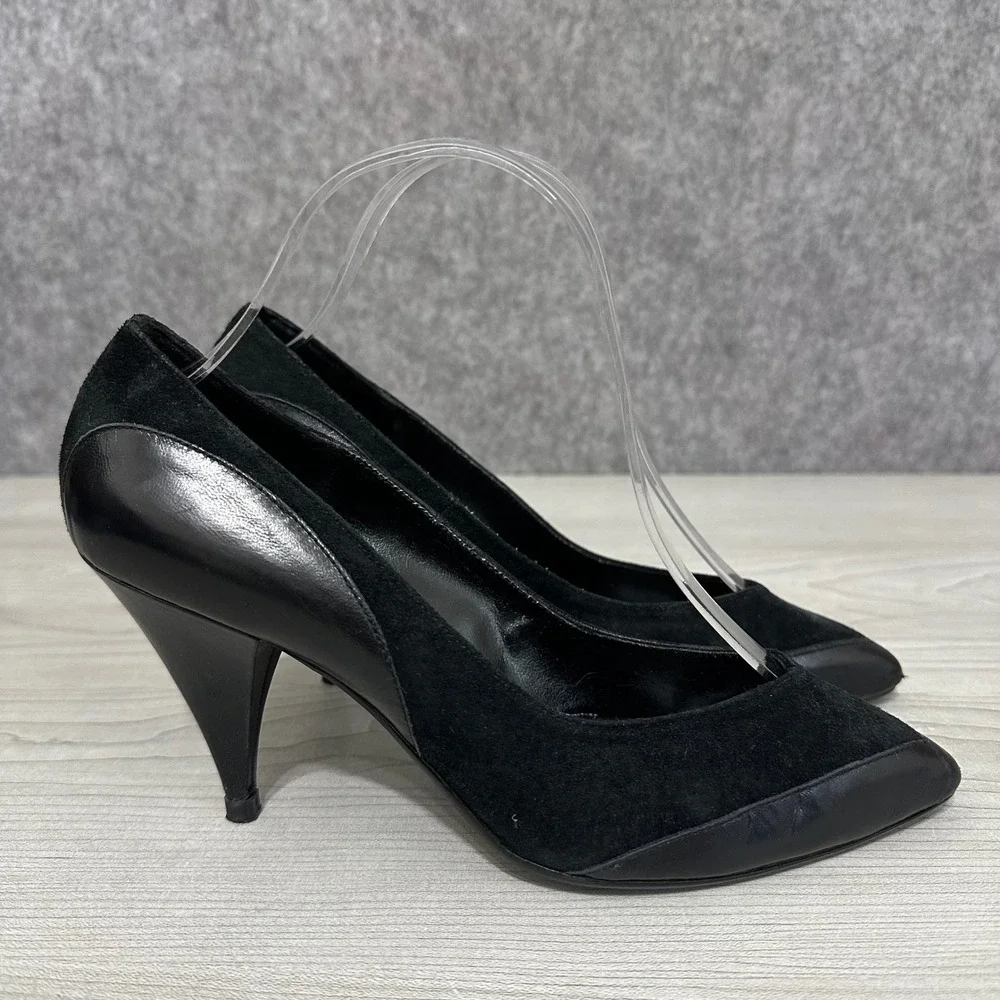 Amanda Smith Black Suede Leather Pointed Toe‎ Stiletto Heels Size 6.5