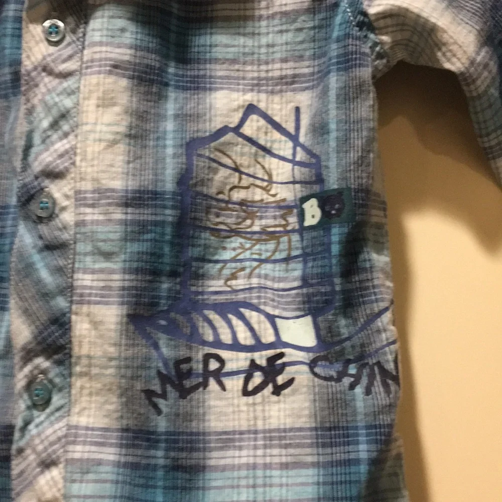 Bout'Chou boys LIKE NEW Plaid button down long sleeves shirt kids size 18M