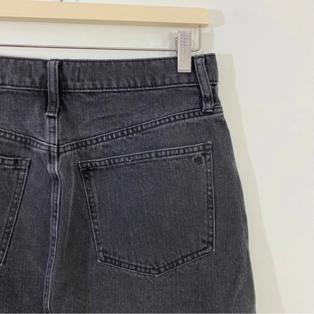 Madewell 28 Rigid A-Line Black Denim Jean‎ Skirt Frayed Hem