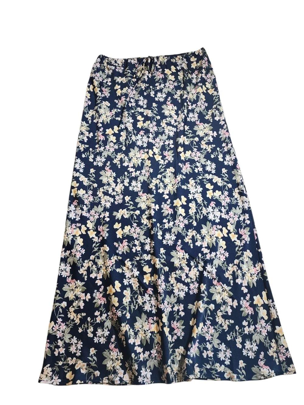 NWT WAYF Floral Print Maxi Skirt Navy Allover Tie Waist Flowy Size M