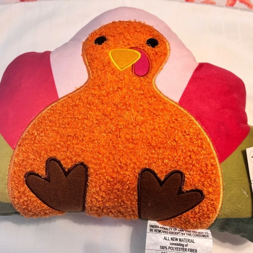 Two Turkey Pillows - Red, Orange, Green
