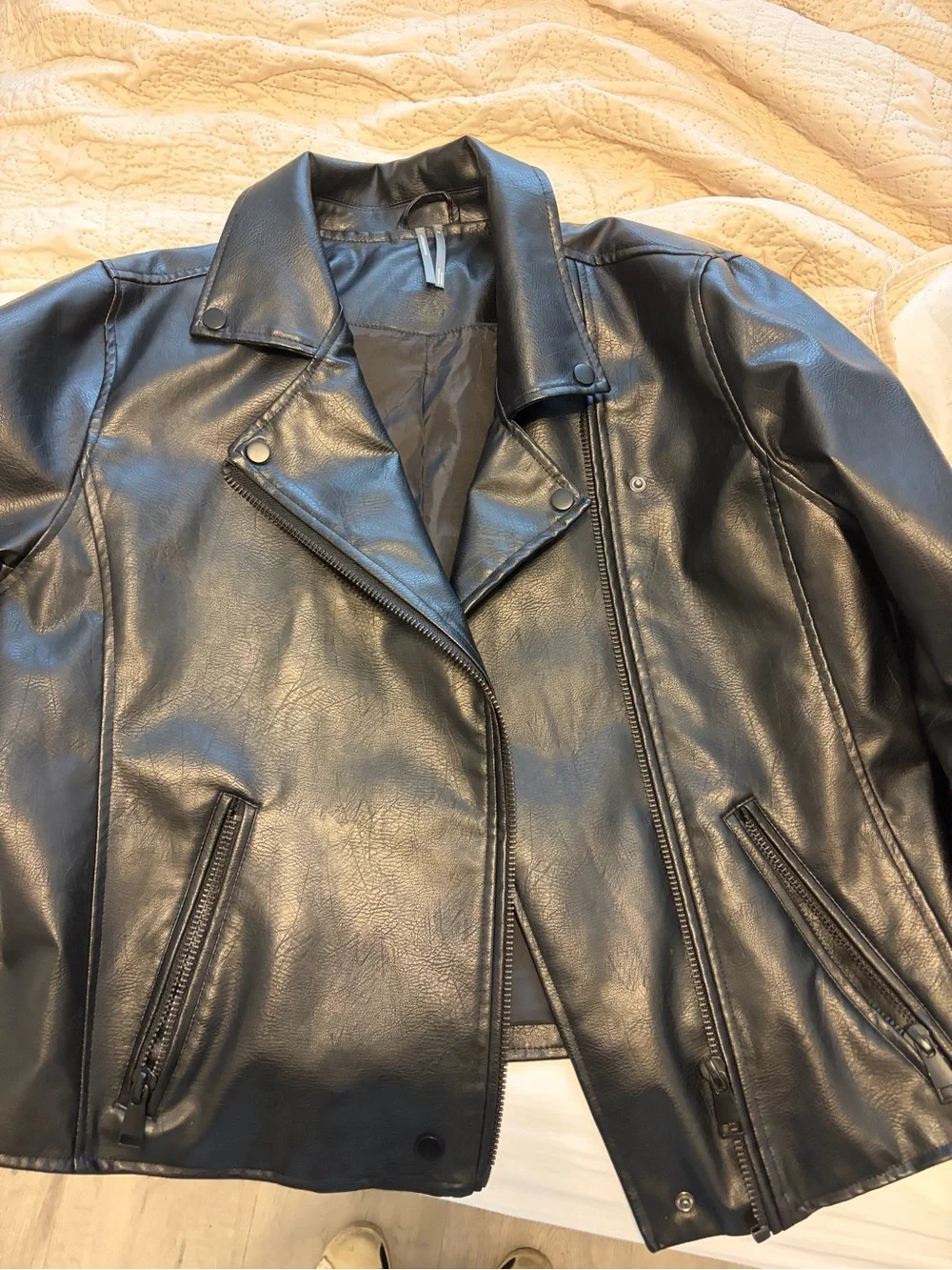 Anthropologie Classic Black Faux Leather oversized Jacket - Women's